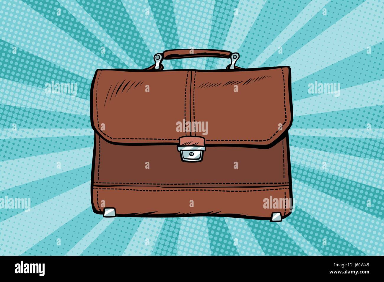 business leather briefcase. Pop art retro vector illustration drawing