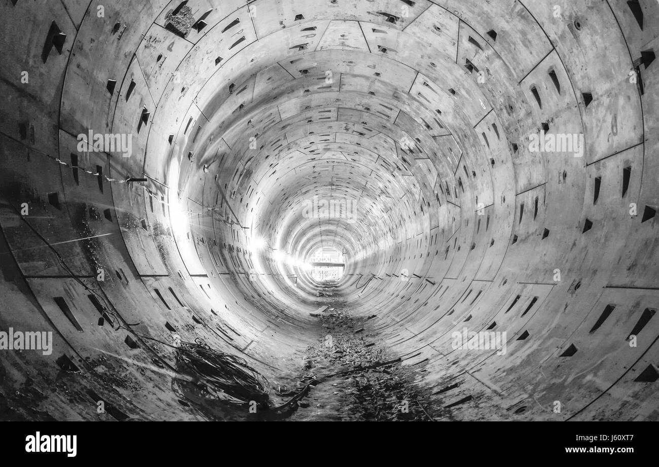 New round underground tunnel construction for metro line Stock Photo Alamy