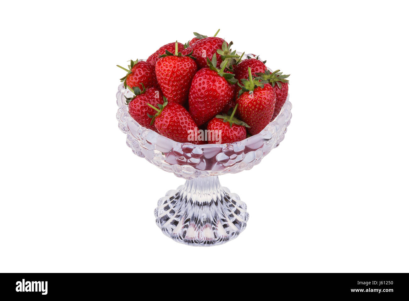Fresh strawberries in a glass bowl isolated on white background Stock ...