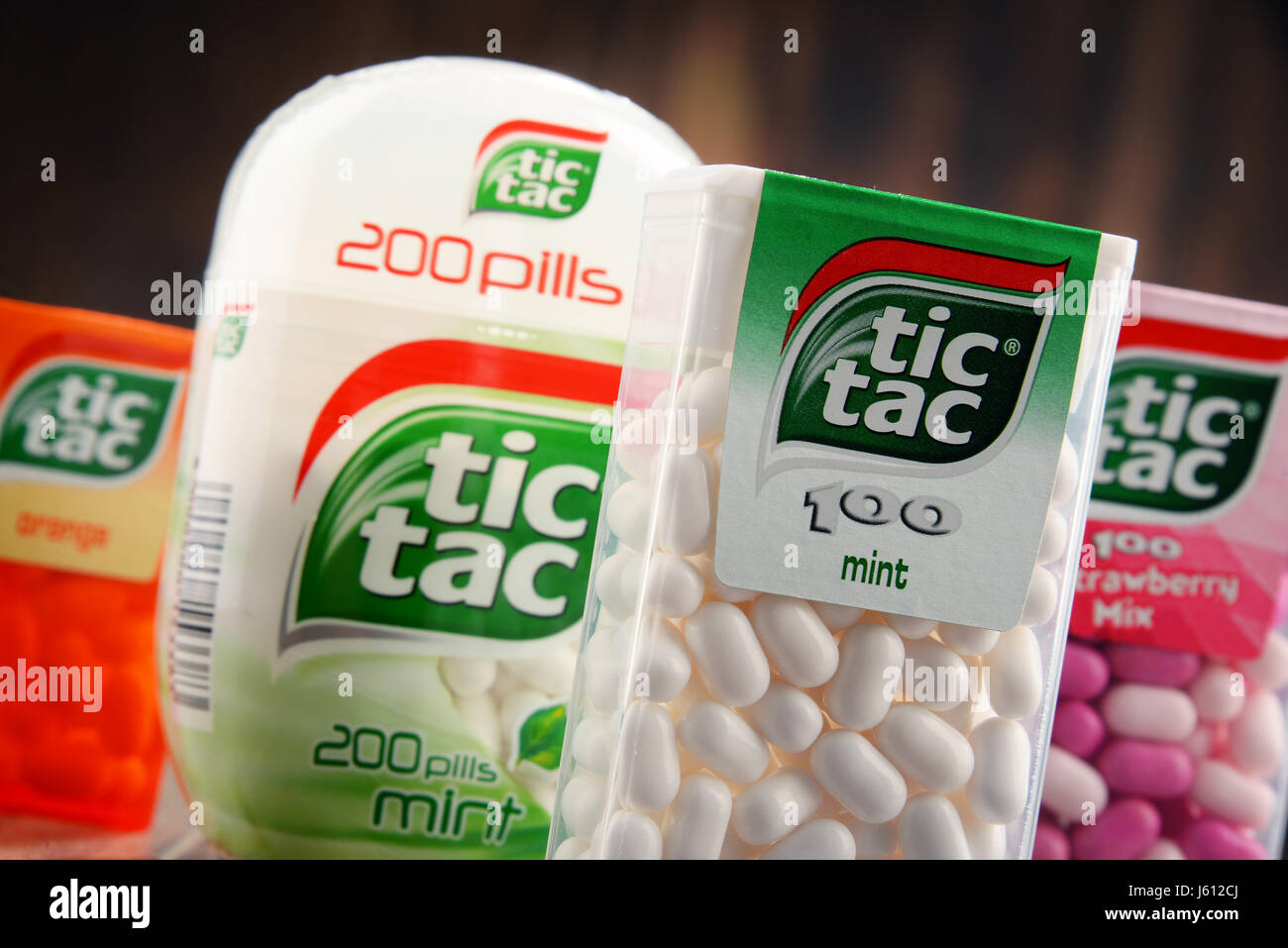 POZNAN, POLAND JAN 19, 2017 Tic Tac is a brand of hard mints
