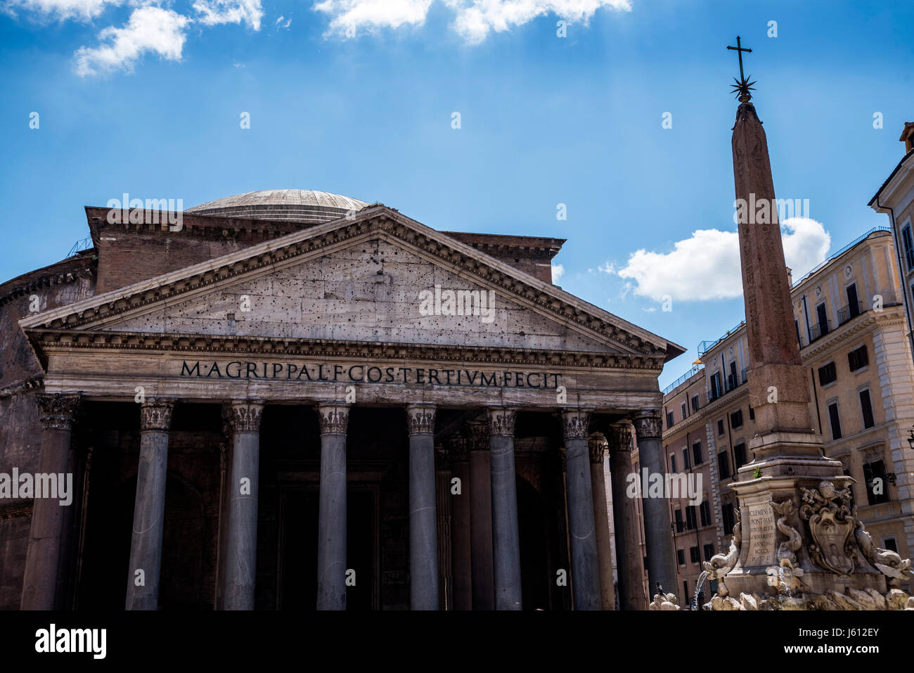 The Pantheon building in Rome Italy is now a church but formerly it was a building dedicated the all the Gods of Ancient Rome. Stock Photo