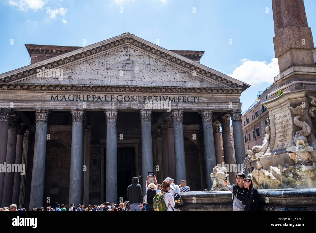 The Pantheon building in Rome Italy is now a church but formerly it was a building dedicated the all the Gods of Ancient Rome. Stock Photo