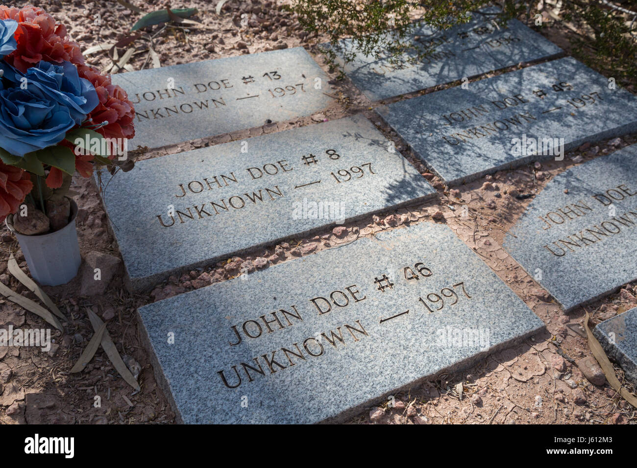 Tucson, Arizona - The Pima County Cemetery, where the indigent, the homeless, and unidentified have been buried, including migrants who died crossing  Stock Photo