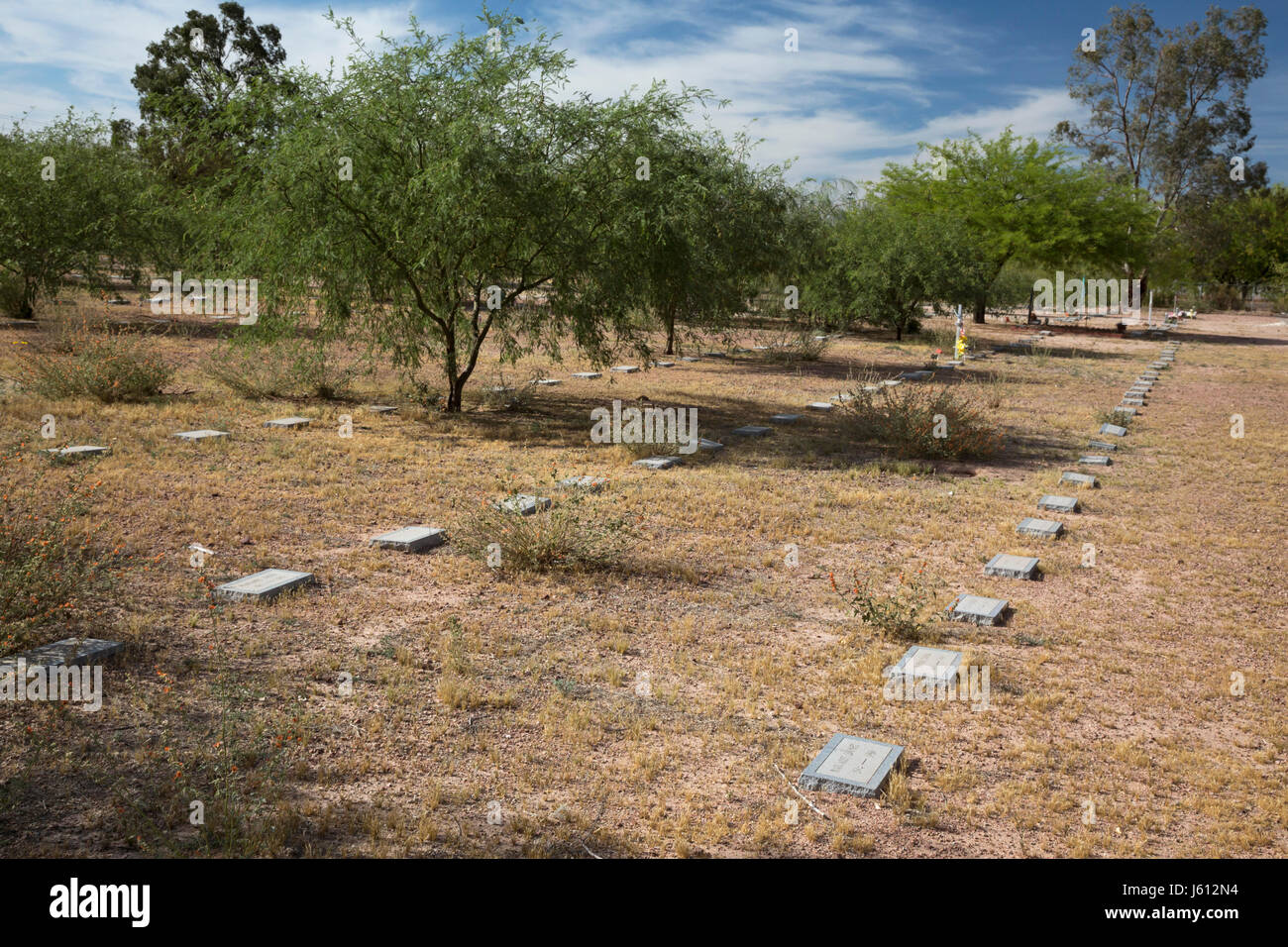 Tucson, Arizona - The Pima County Cemetery, where the indigent, the homeless, and unidentified have been buried, including migrants who died crossing  Stock Photo