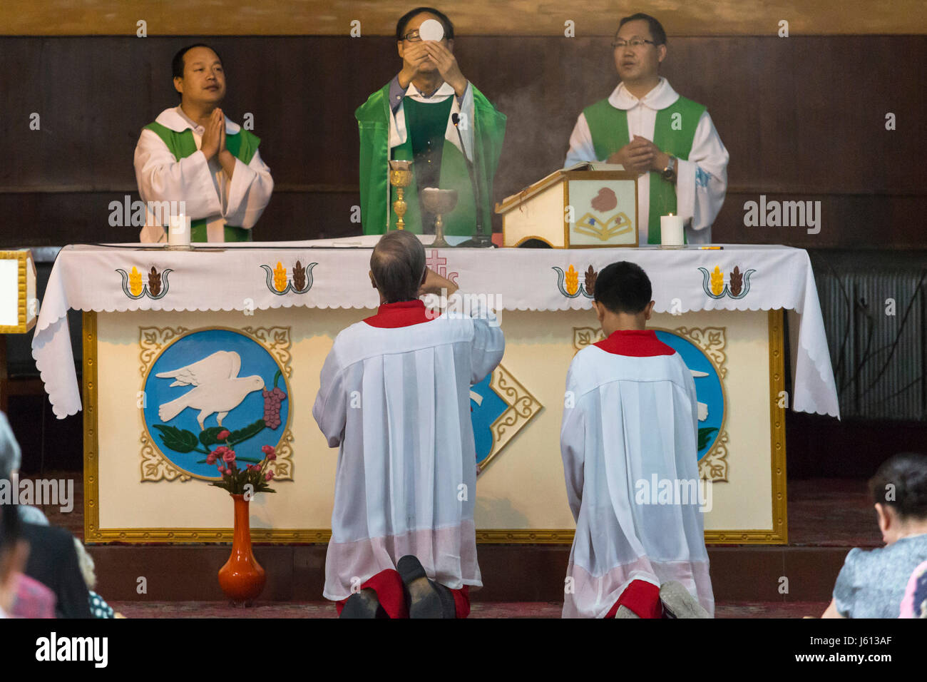 Sunday mass at Catholic church in Yinchuan, Ningxia, China Stock Photo
