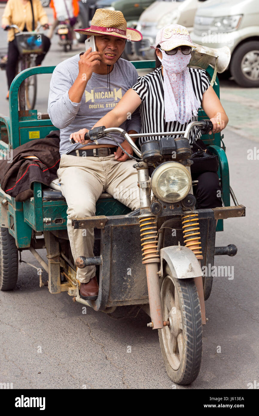 Motorbike delivery vehicle in Yinchuan, Ningxia, China Stock Photo