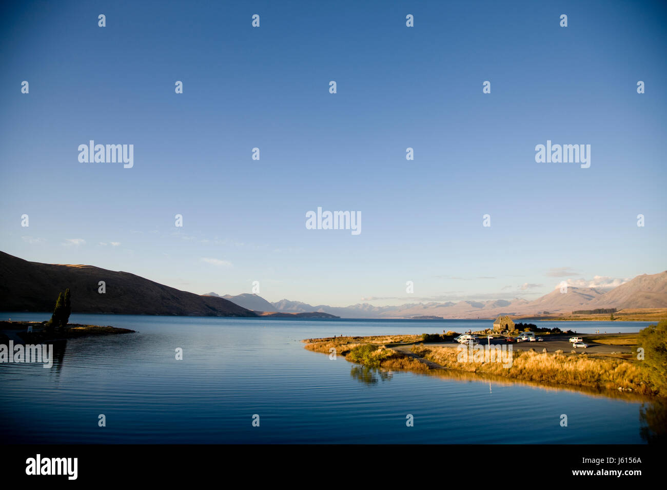 Lake Tekapo New Zealand sunset Light on the lake Stock Photo - Alamy