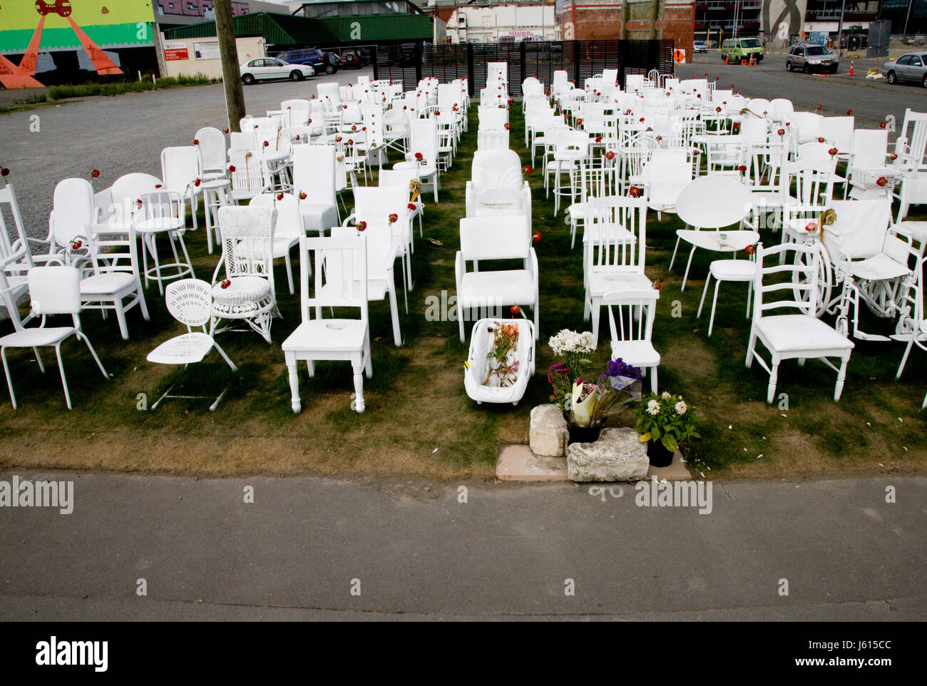 White Chairs Christchurch Downtown Earthquake Memorial 185 Stock