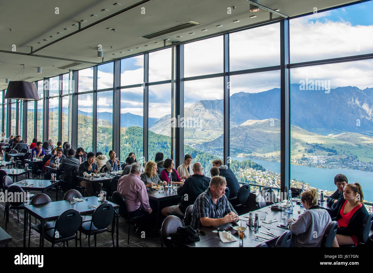 Queenstown,New Zealand April 25,2016 People can seen enjoying their lunch and beautiful