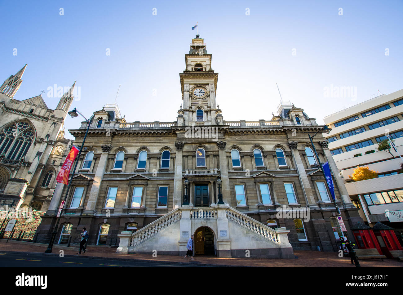 Dunedin,New Zealand - May 3,2016 : Dunedin Town Hall building is a municipal building in the city of Dunedin in New Zealand. Stock Photo