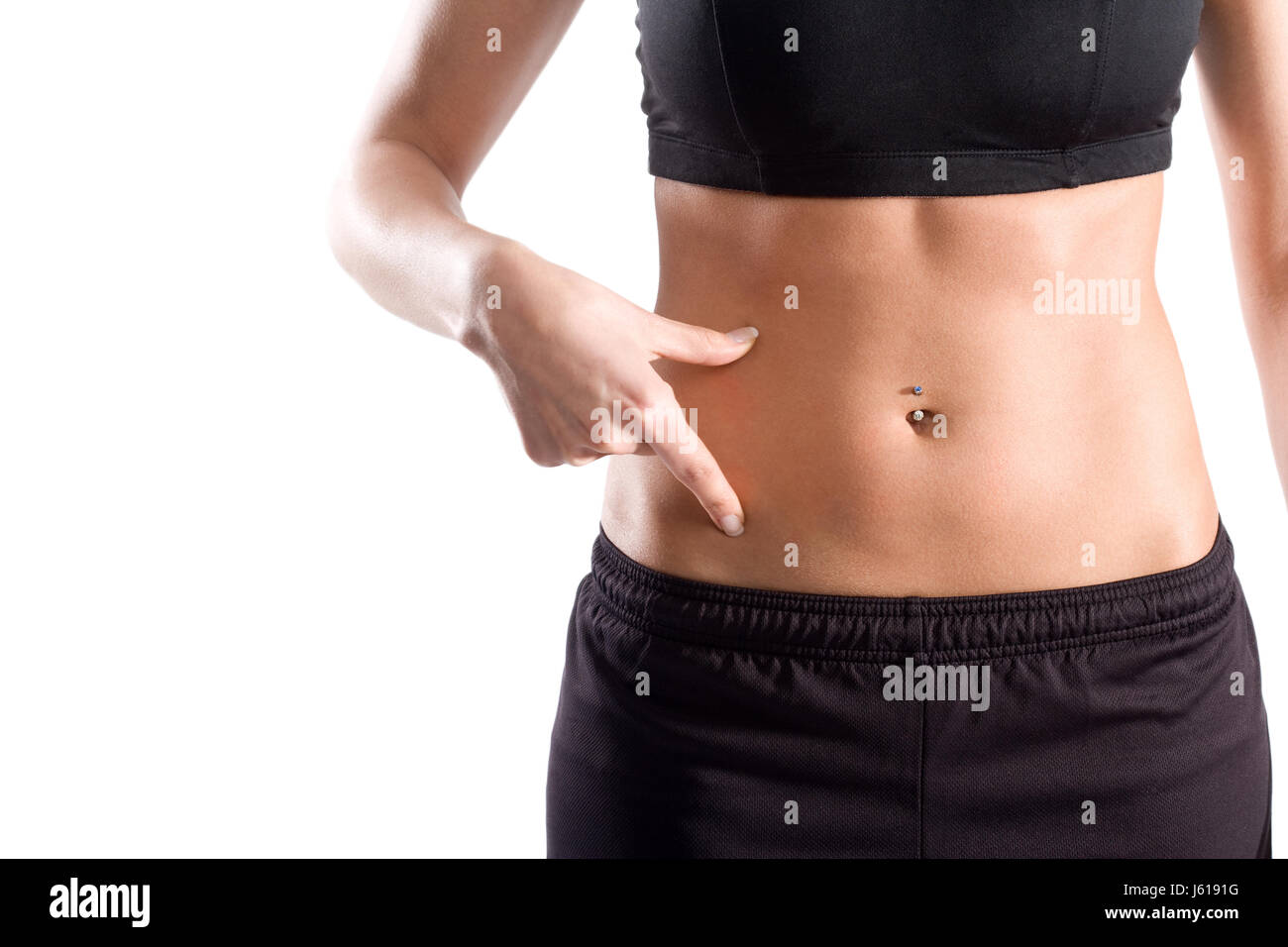 sporty athletic wiry pithy heavyset tight sporting belly tummy hip woman  Stock Photo - Alamy