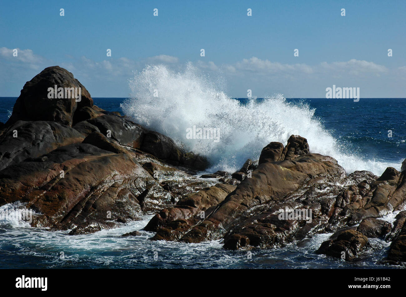 waves rock surf crags spray salt water sea ocean water wild waves rock ...