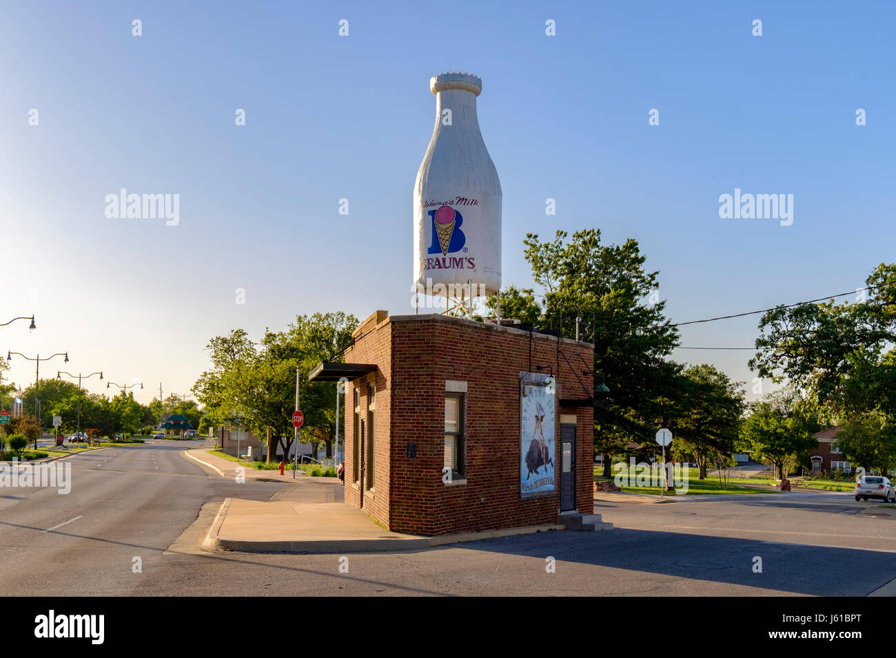 The Milk Bottle building, used to be known as the Milk Bottle grocery, is located on Route 66 at 2425 North Classen Blvd. in Oklahoma City, OK, USA. Stock Photo