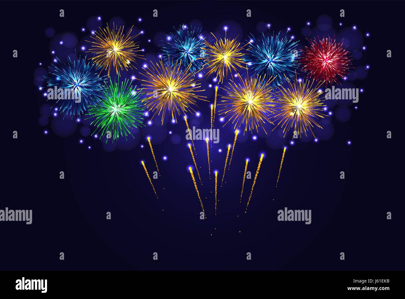 Celebration multicolored sparkling vector fireworks. 4th of July ...
