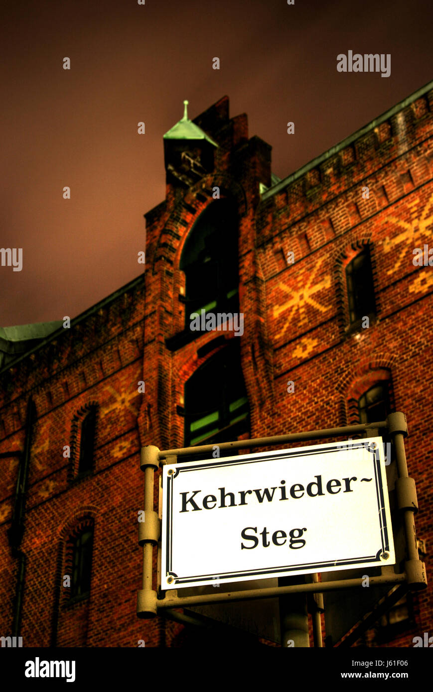 night photograph hamburg memory city attic shield shine shines bright lucent Stock Photo