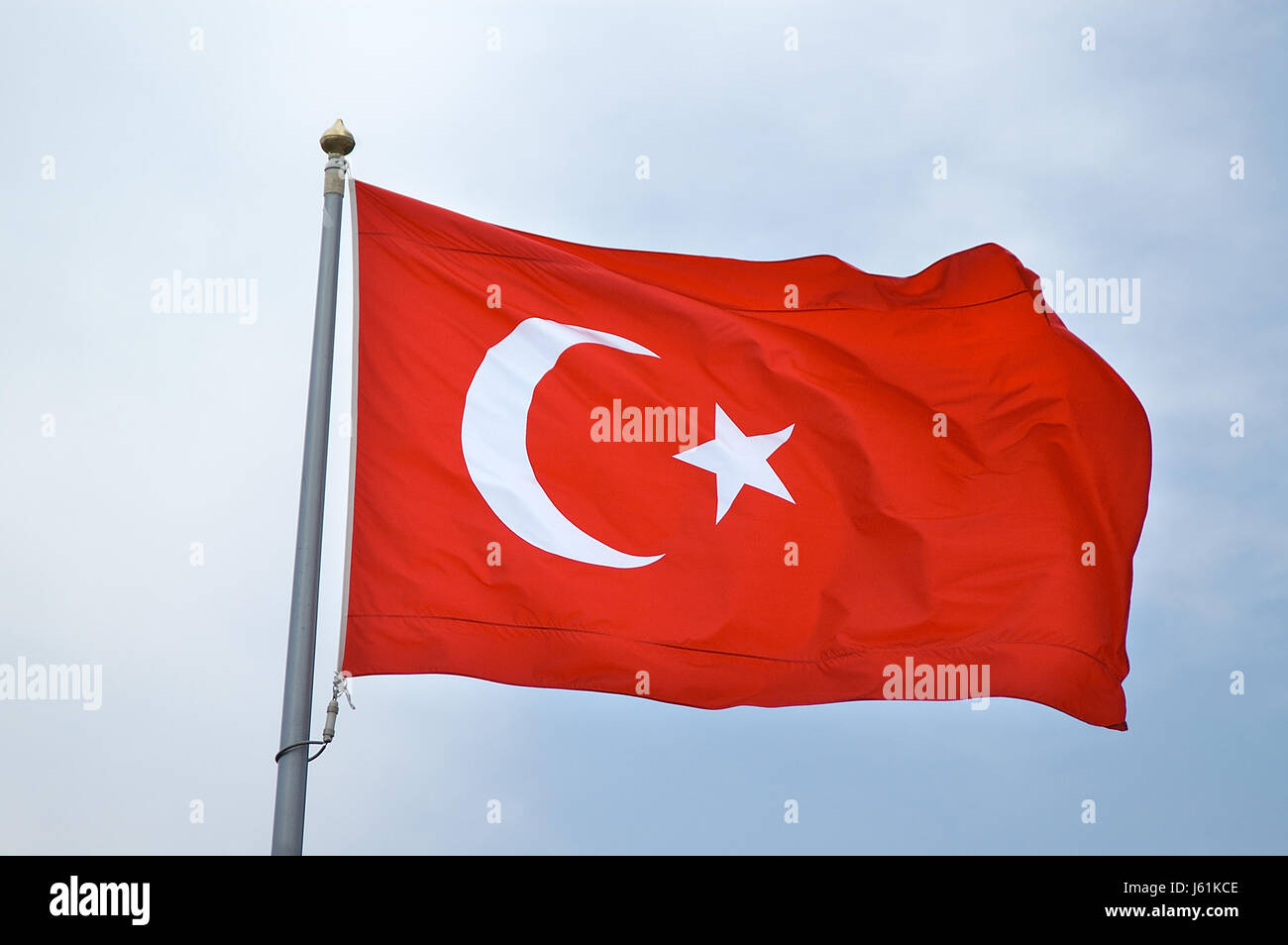 flag turkey turkish crescent half moon sign signal graphic rich wealthy well Stock Photo