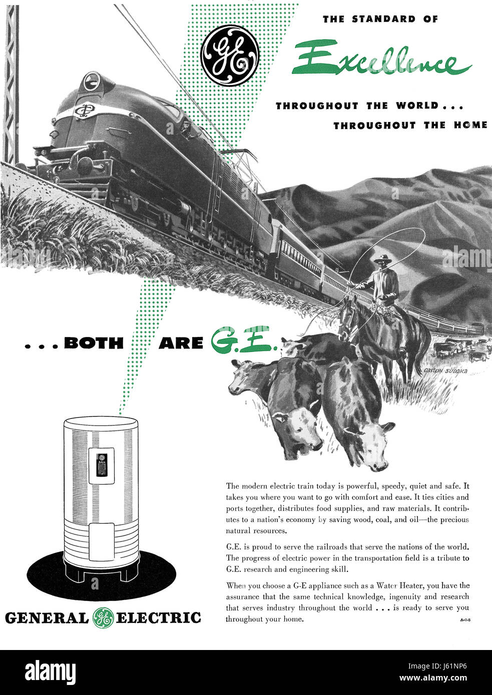1947 U.S. advertisement for General Electric water heaters Stock Photo Alamy