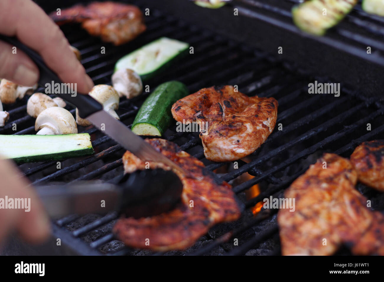 grilling with charcoal grill Stock Photo