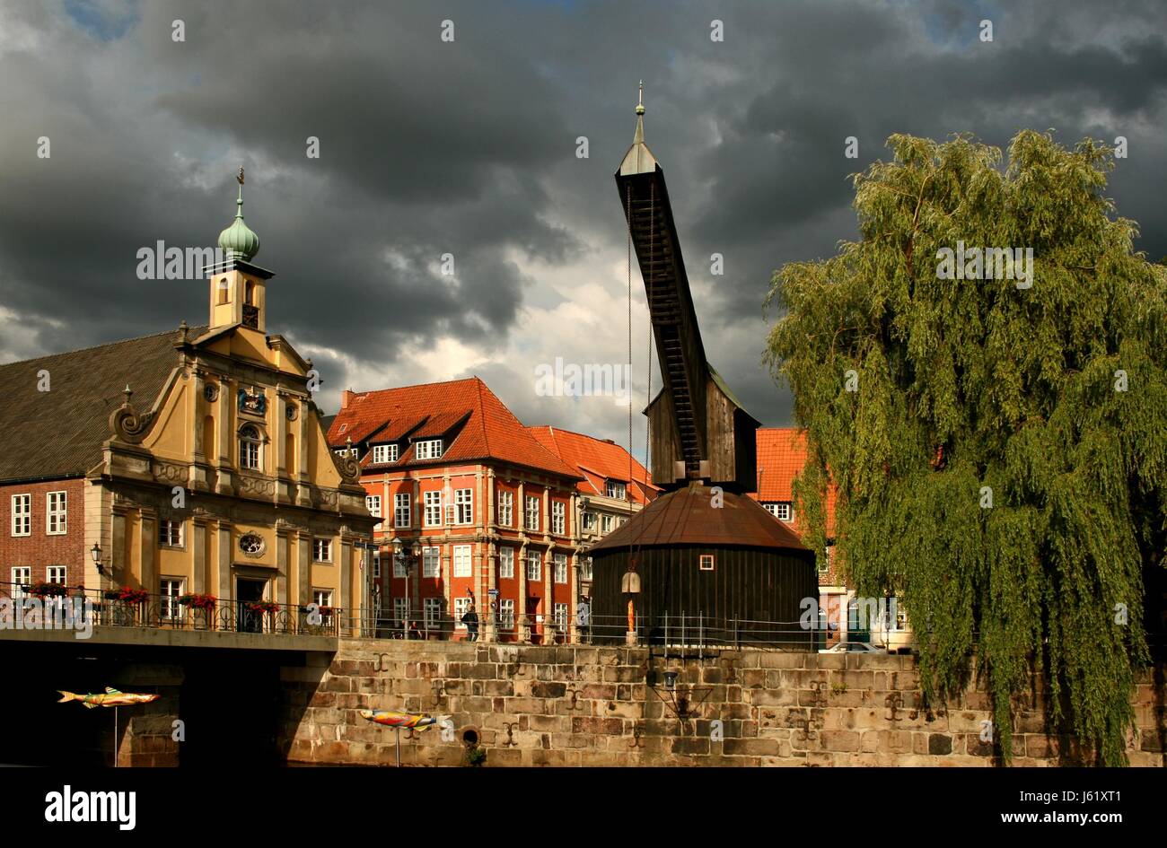 crane in lneburg's old town Stock Photo