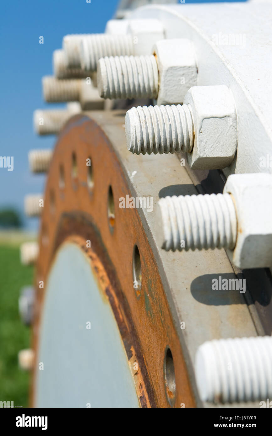 screws thread rotor hexagon nut macro close-up macro admission close up view Stock Photo