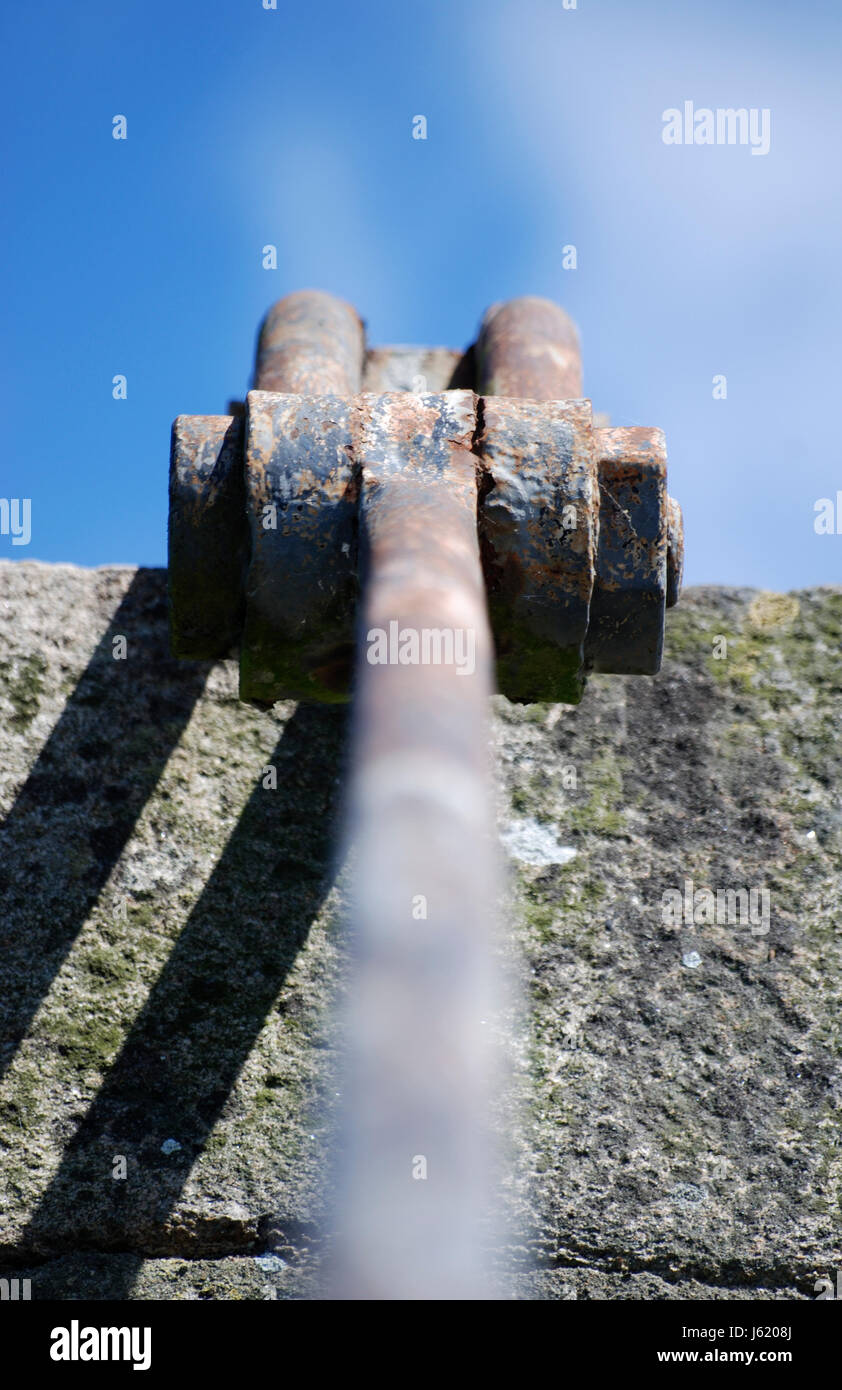 detail bridge steel suspension bridge stanchion recording rope macro closeup Stock Photo Alamy