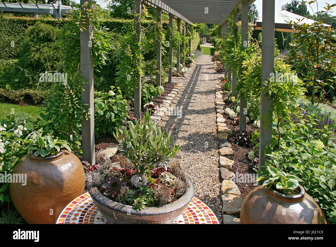 pergola parkway idyll inviting park plant sunlight patronizes lower saxony Stock Photo