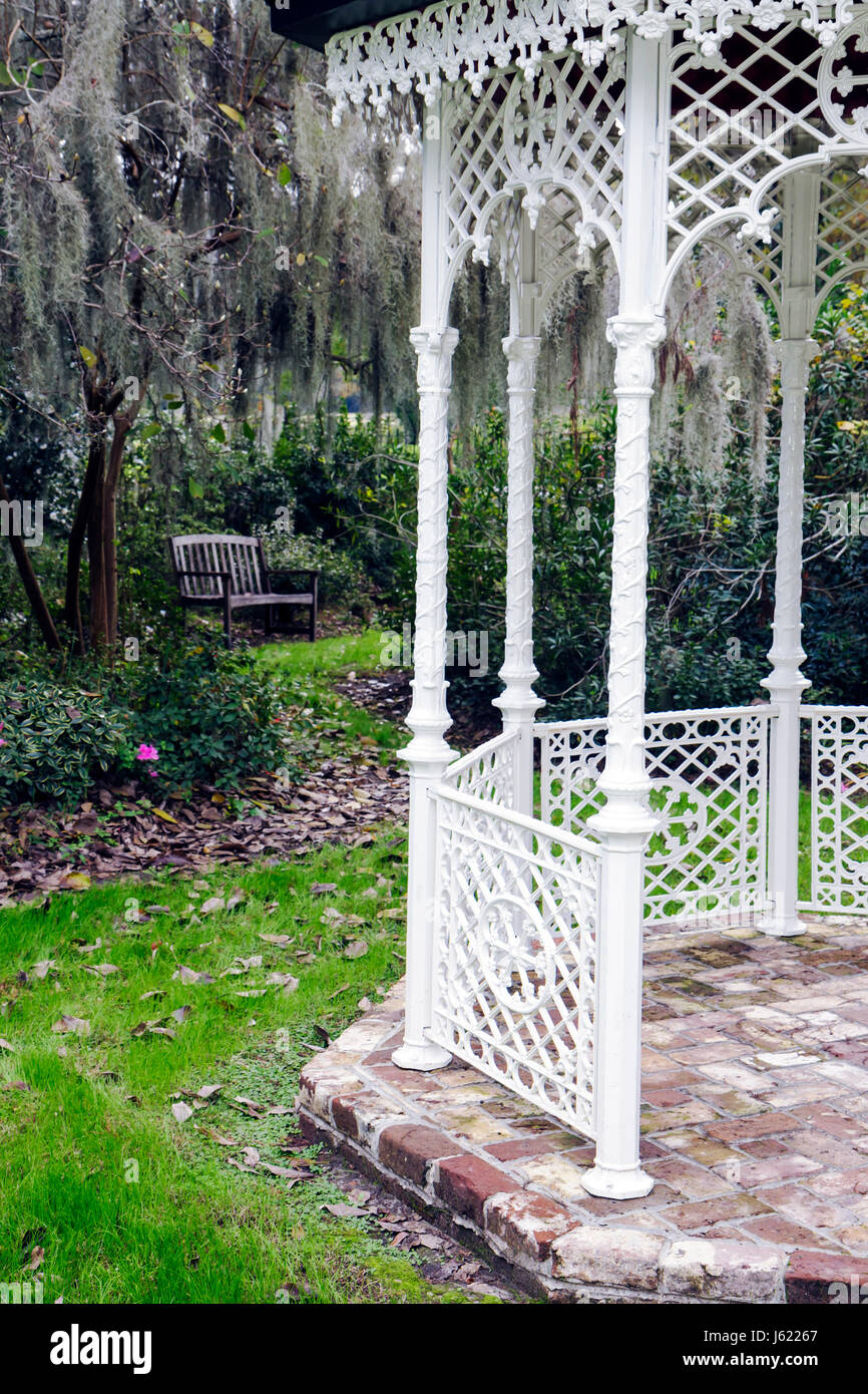 Charleston South Carolina,Lowcountry,Ashley River Road,Magnolia Plantation & Gardens,1676,heritage,gazebo,bench,SC091121030 Stock Photo