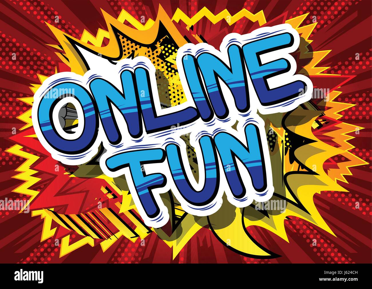 Online Fun - Comic book style word on abstract background Stock Vector ...