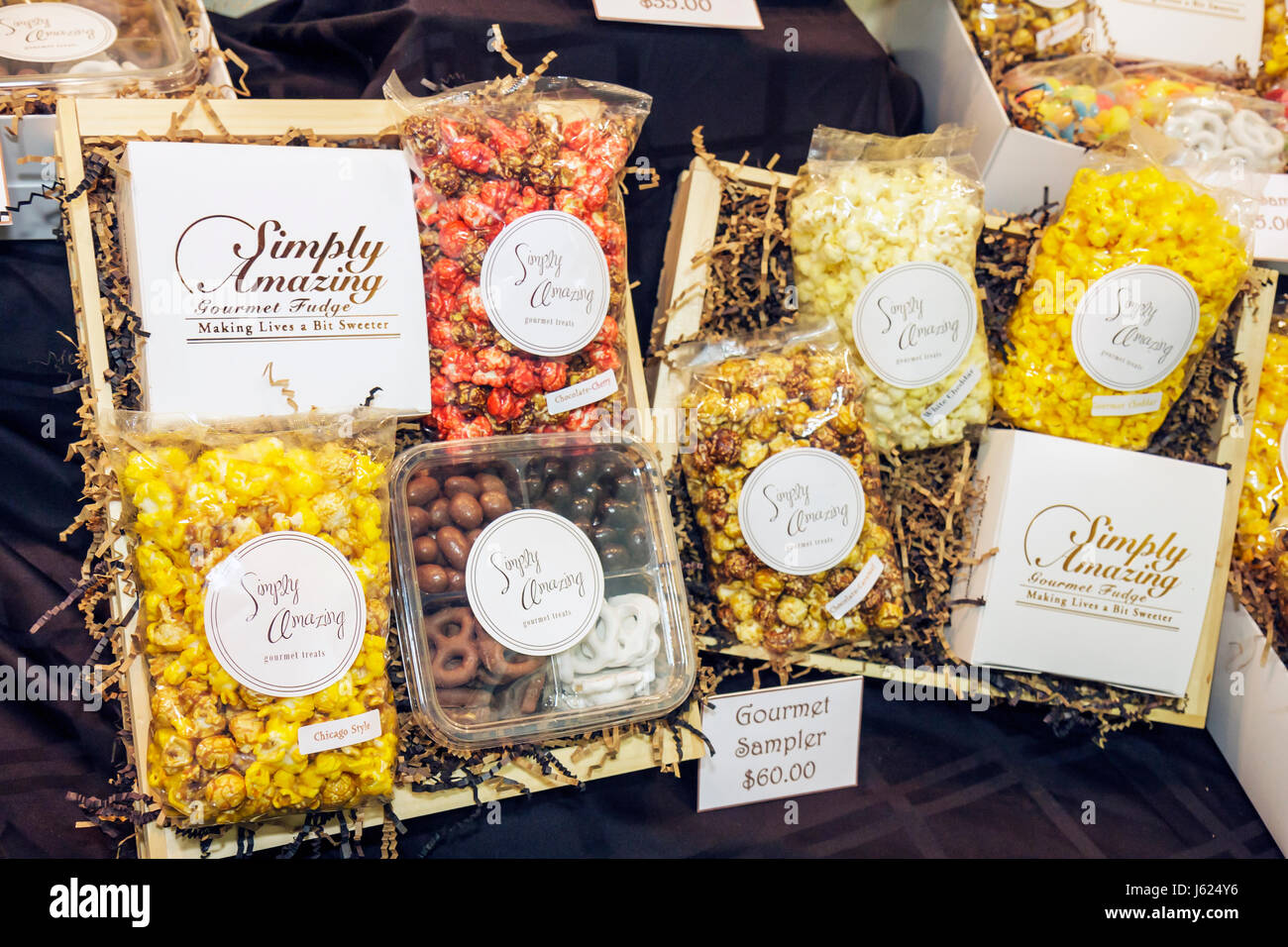 Valparaiso Indiana,Simply Amazing Market,Opportunity Enterprises,challenged employees make products,mental,physical emotional,disability,popcorn,packa Stock Photo