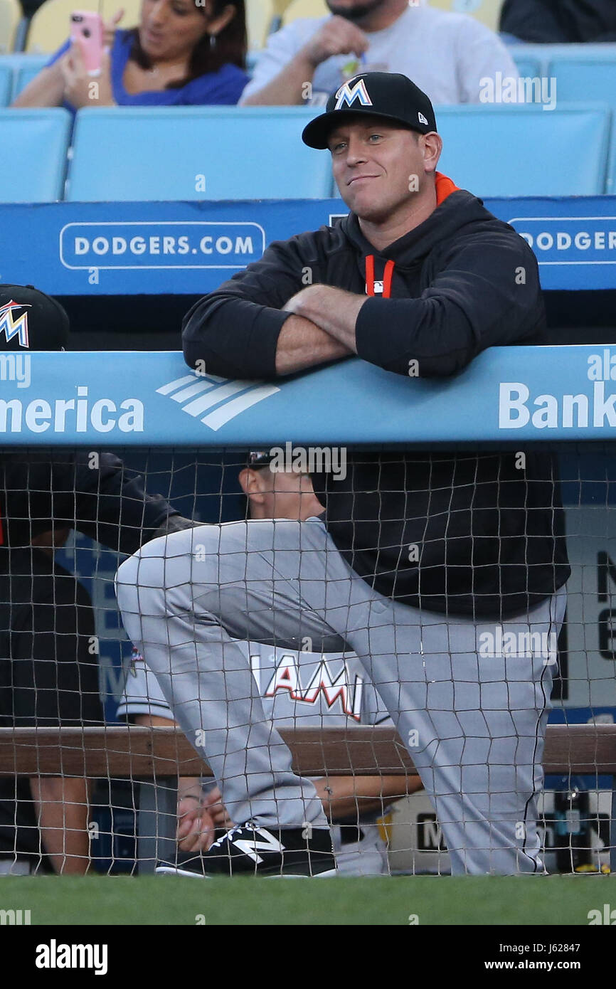 Los Angeles, CA, USA. 18th May, 2017. Miami Marlins catcher A.J. Ellis