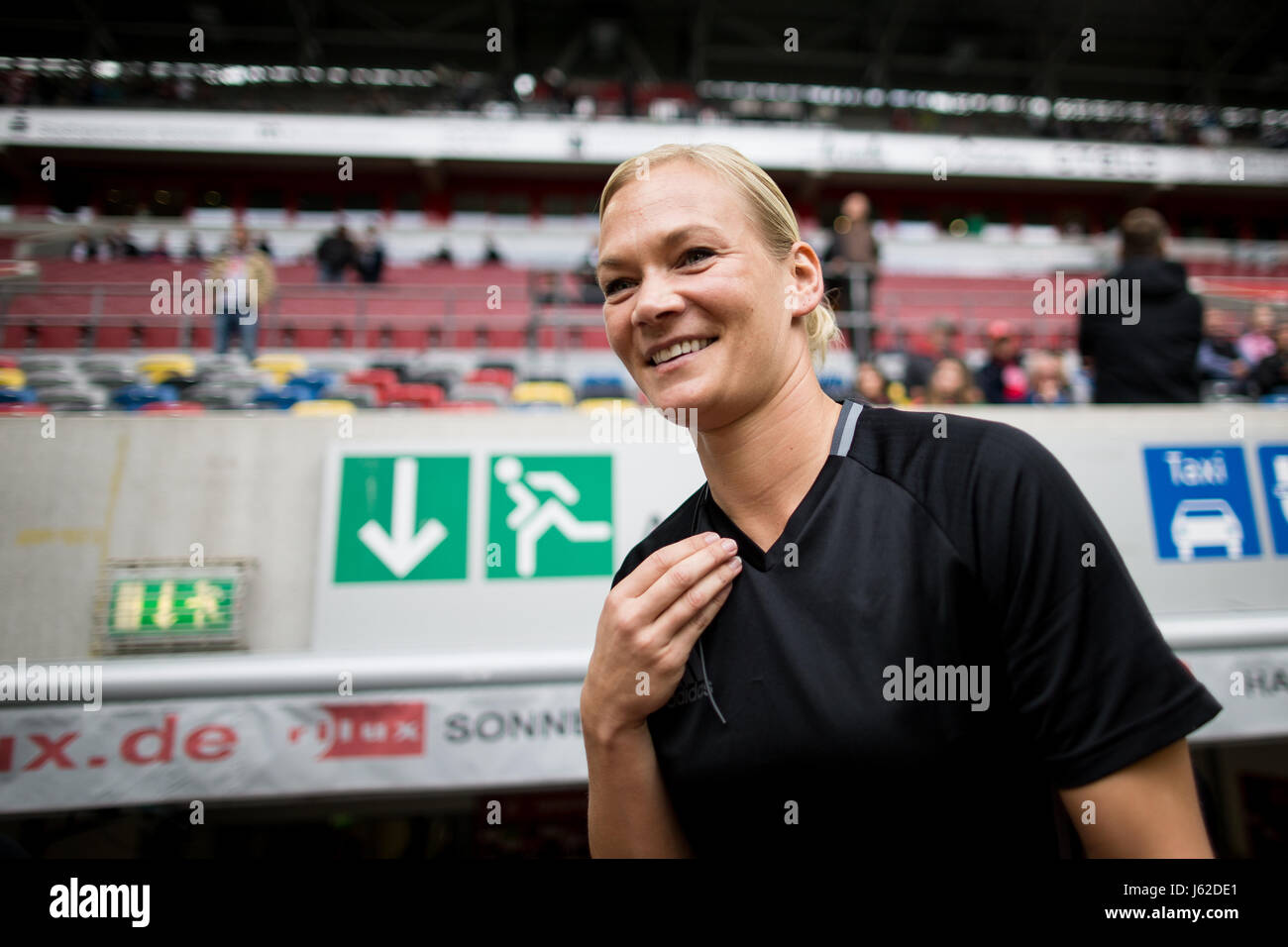 Duesseldorf, Germany. 1st Oct, 2016. FILE - Referee Bibiana Steinhaus, photographed during the 2nd Bundesliga soccer match between Fortuna Duesseldorf and Karlsruher SC at the ESPRIT arena in Duesseldorf, Germany, 1 October 2016. Bibiana Steinhaus becomes the first female referee of the First German Bundesliga. The 38-year-old from Hanover is one of four new referees that will be put into action starting from the upcoming season 2017/18. The decision was made by the presidency of the German Football Association (DFB) on Friday in Frankfurt. Photo: Maja Hitij/dpa/Alamy Live News Stock Photo