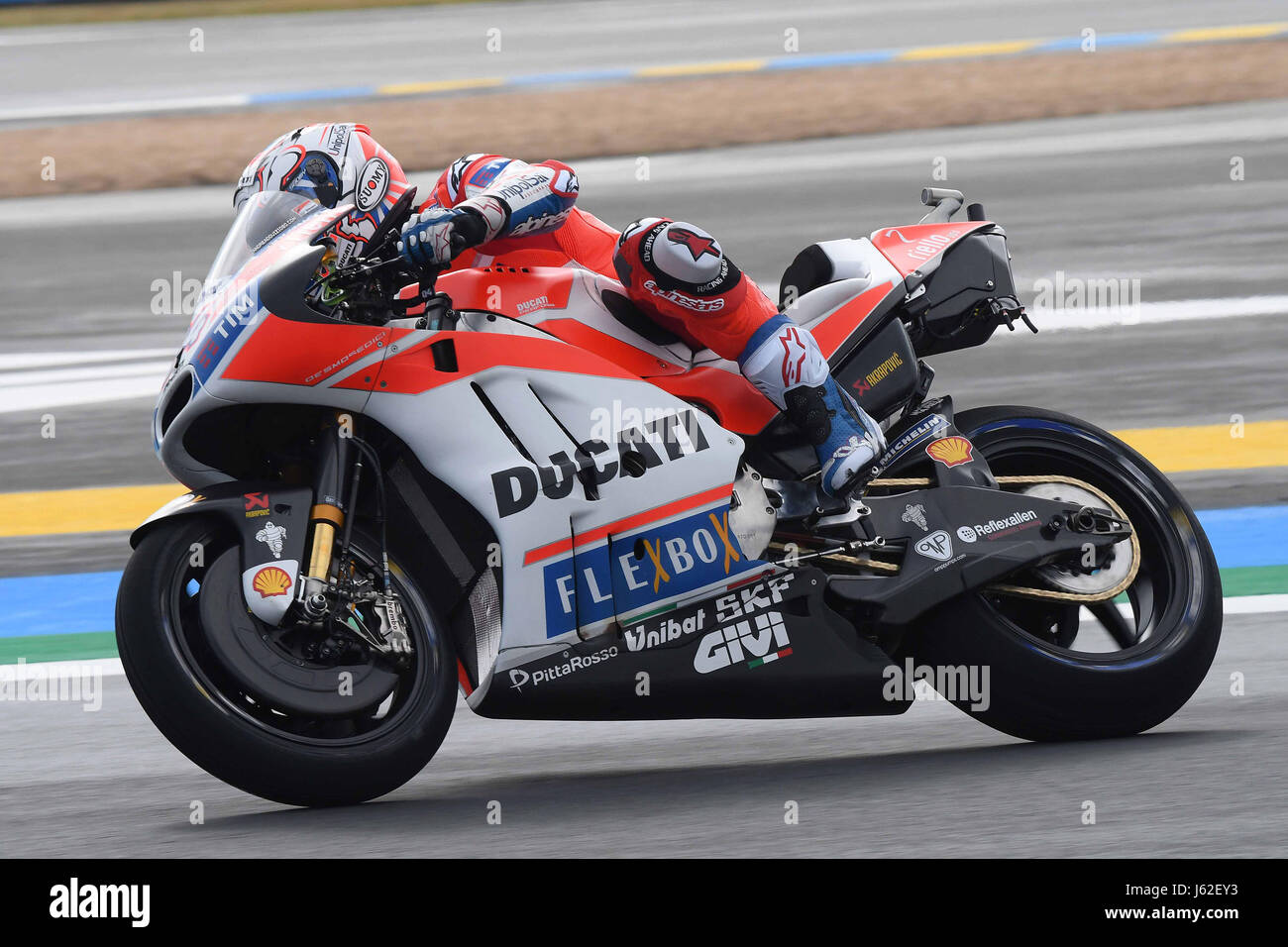 Le Mans, France. 19th May, 2017. Andrea Dovizioso of Italy and Ducati Team  rides his bike during Free Practice during the MotoGp of France - Previews  on May 9, 2017 in Le