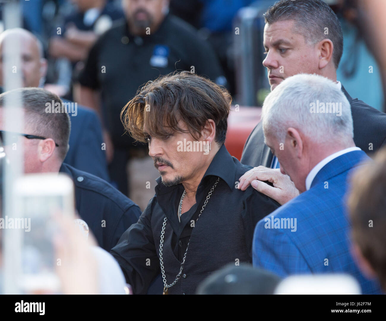 Actor Johnny Depp attends the premiere of Disney's 'Pirates Of The Caribbean: Dead Men Tell No Tales' at Dolby Theatre on May 18, 2017 in Hollywood, California Stock Photo