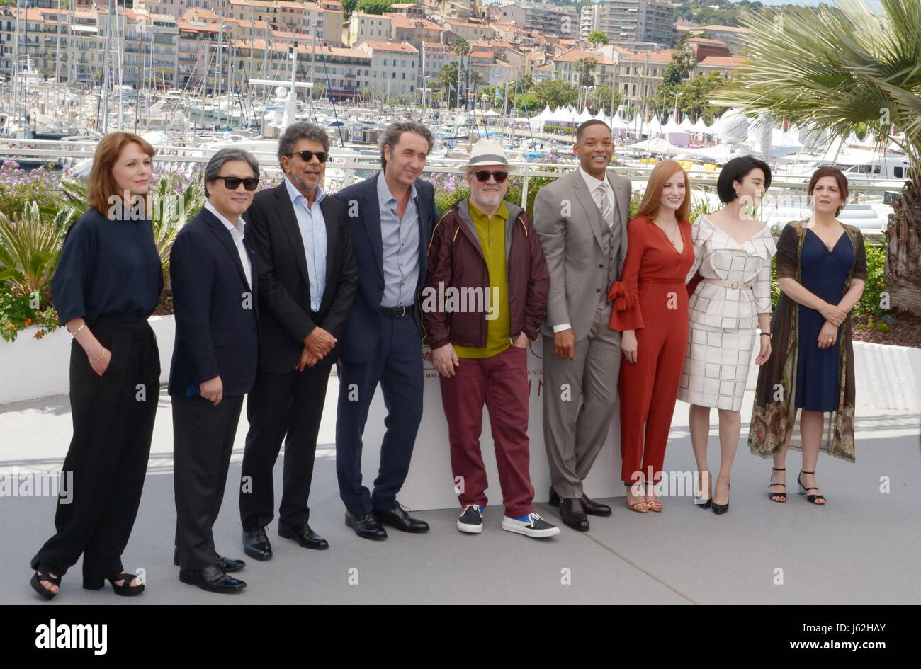 May 11, 2016 - Cannes, France - CANNES, FRANCE - MAY 17: (L-R) Jury members Agnes Jaoui, Fan Bingbing, Jessica Chastain, and Will Smith, President of the jury Pedro Almodovar, and jury members Paolo Sorrentino, Gabriel Yared, and Park Chan-wook attend the Jury photocall during the 70th annual Cannes Film Festival at Palais des Festivals on May 17, 2017 in Cannes, France (Credit Image: © Frederick Injimbert via ZUMA Wire) Stock Photo