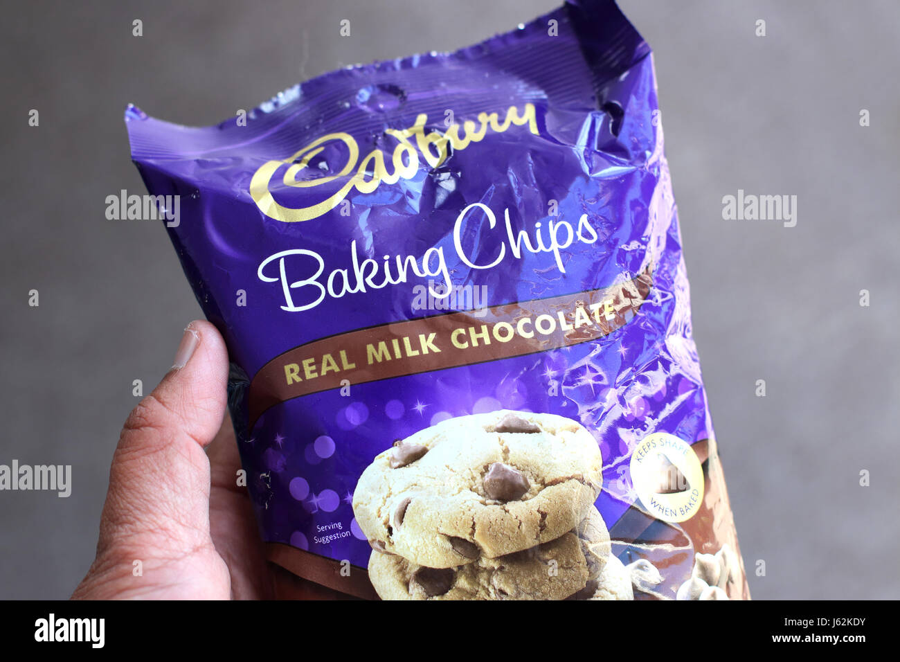 Cadbury Baking Chocolate Chips made from Real Milk Chocolates Stock