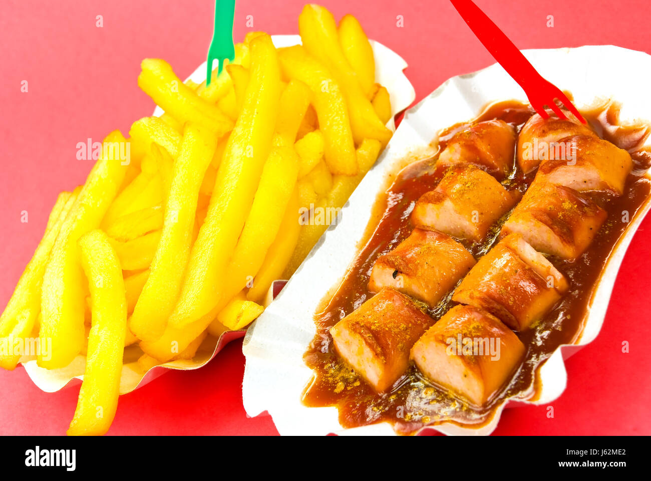 german curry sausage,french fries Stock Photo Alamy