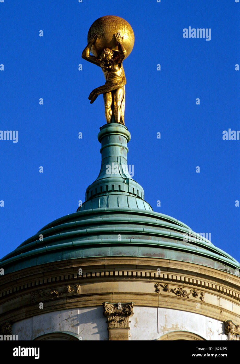 atlas on the old town hall Stock Photo