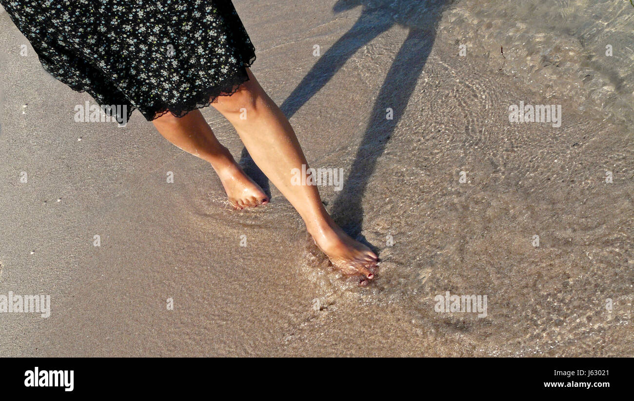 Woman Legs Beach Seaside The Beach Seashore Wave Sandpiper Sands Sand Woman Legs Beach Seaside The Beach Seashore Wave Sandpiper Sands Sand