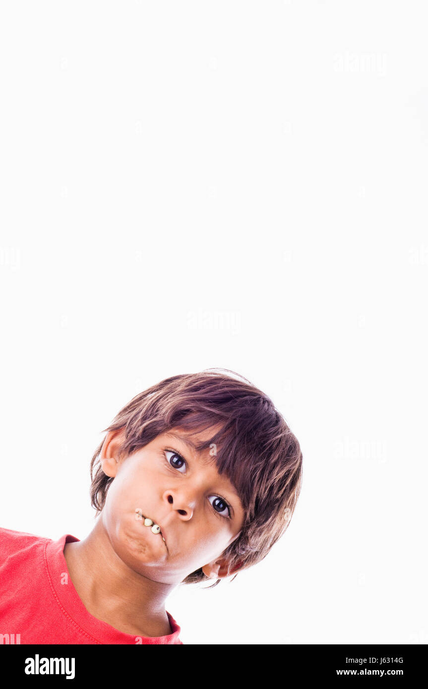 tooth false position boy lad male youngster child head optional teeth face Stock Photo