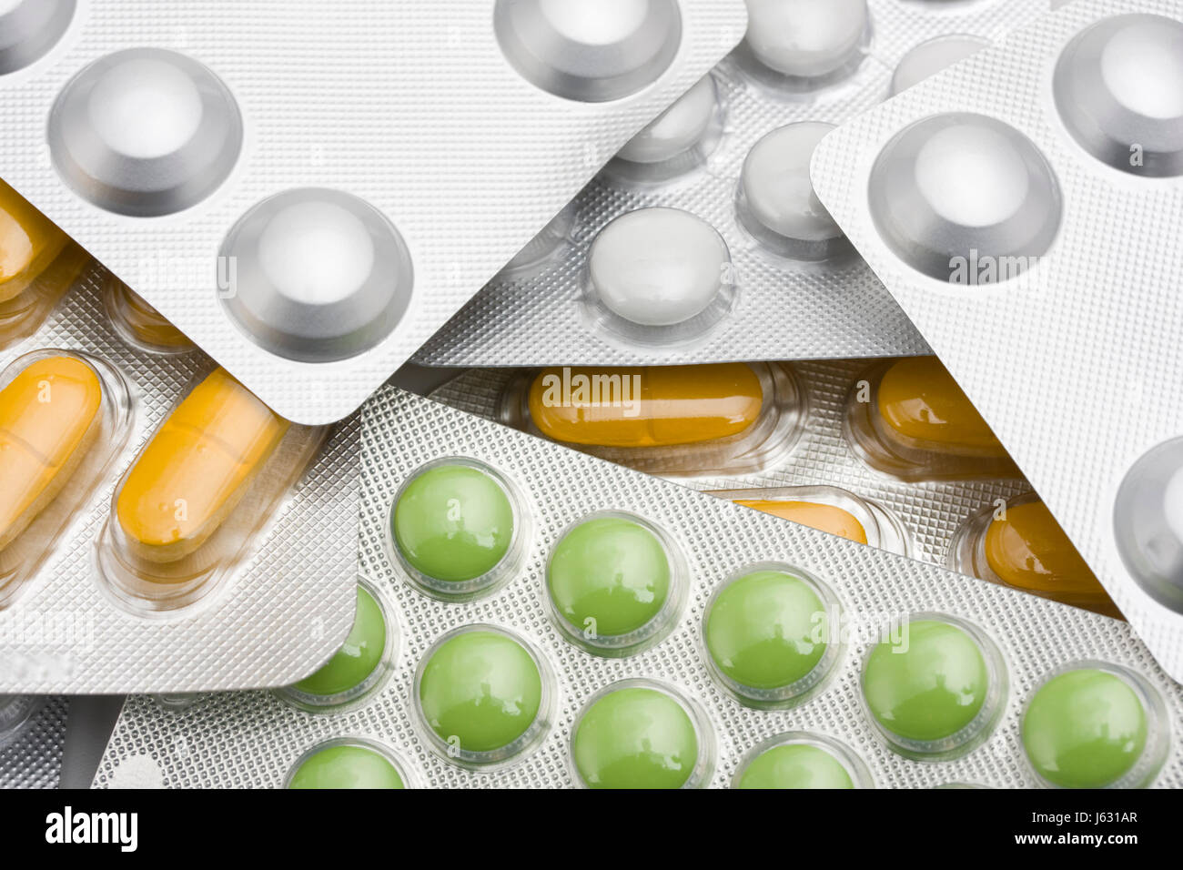 means agent medicine drug remedy substance tablet blister pharmacy drugstore Stock Photo