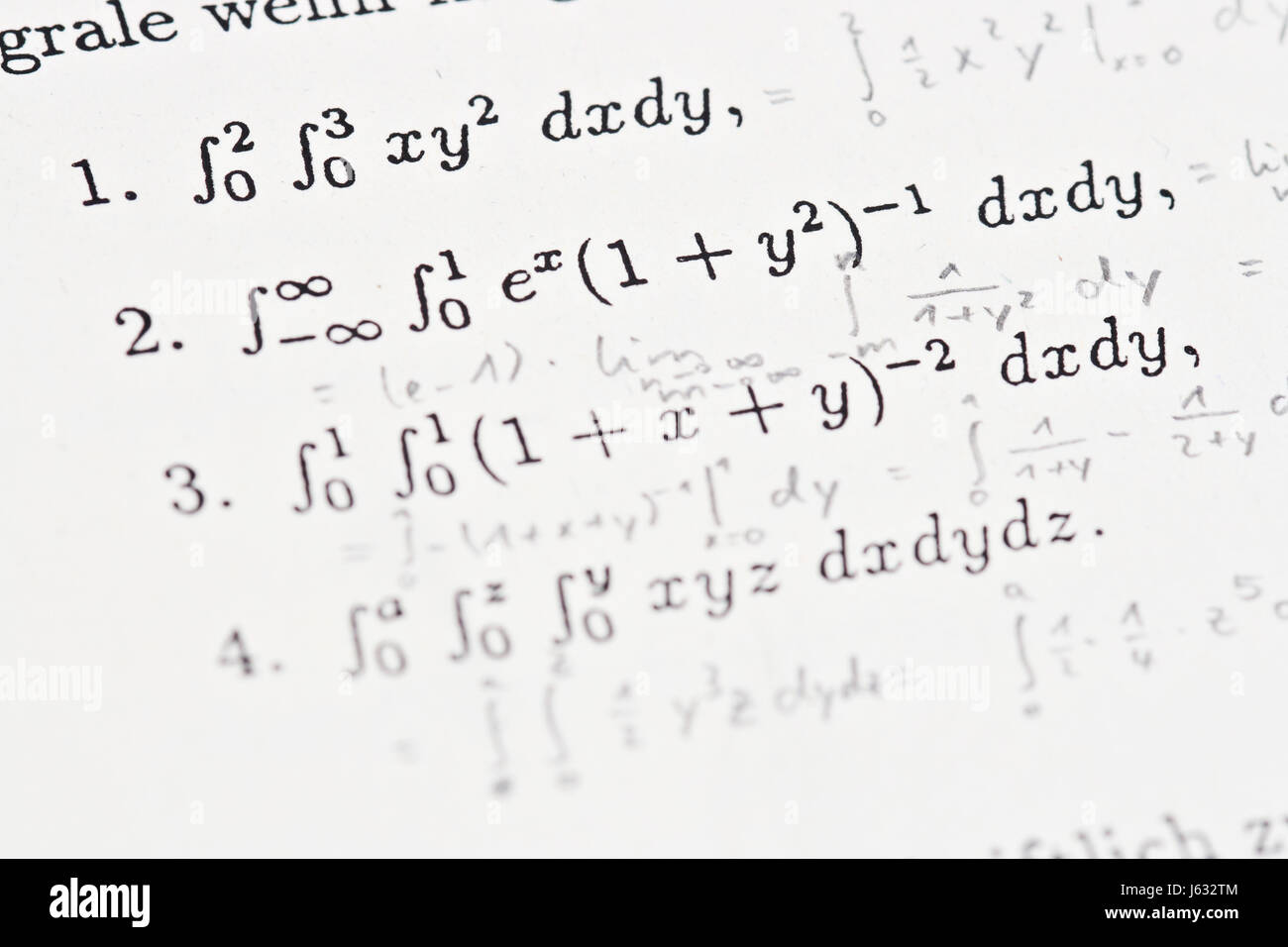 mathematics solution math mathematical watchword task integral study paper Stock Photo