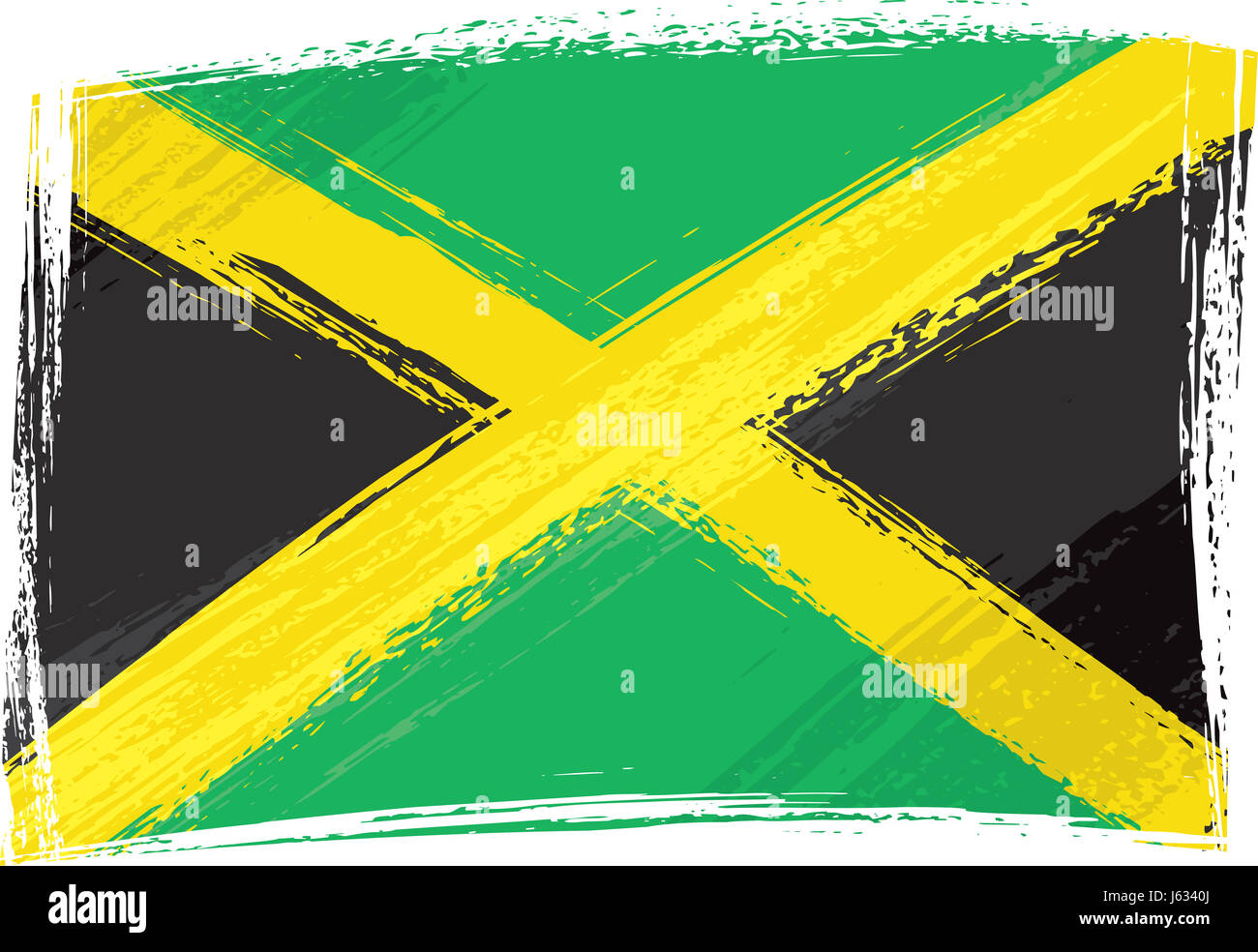 flag jamaica emblem green dust rough black swarthy jetblack deep black america Stock Photo