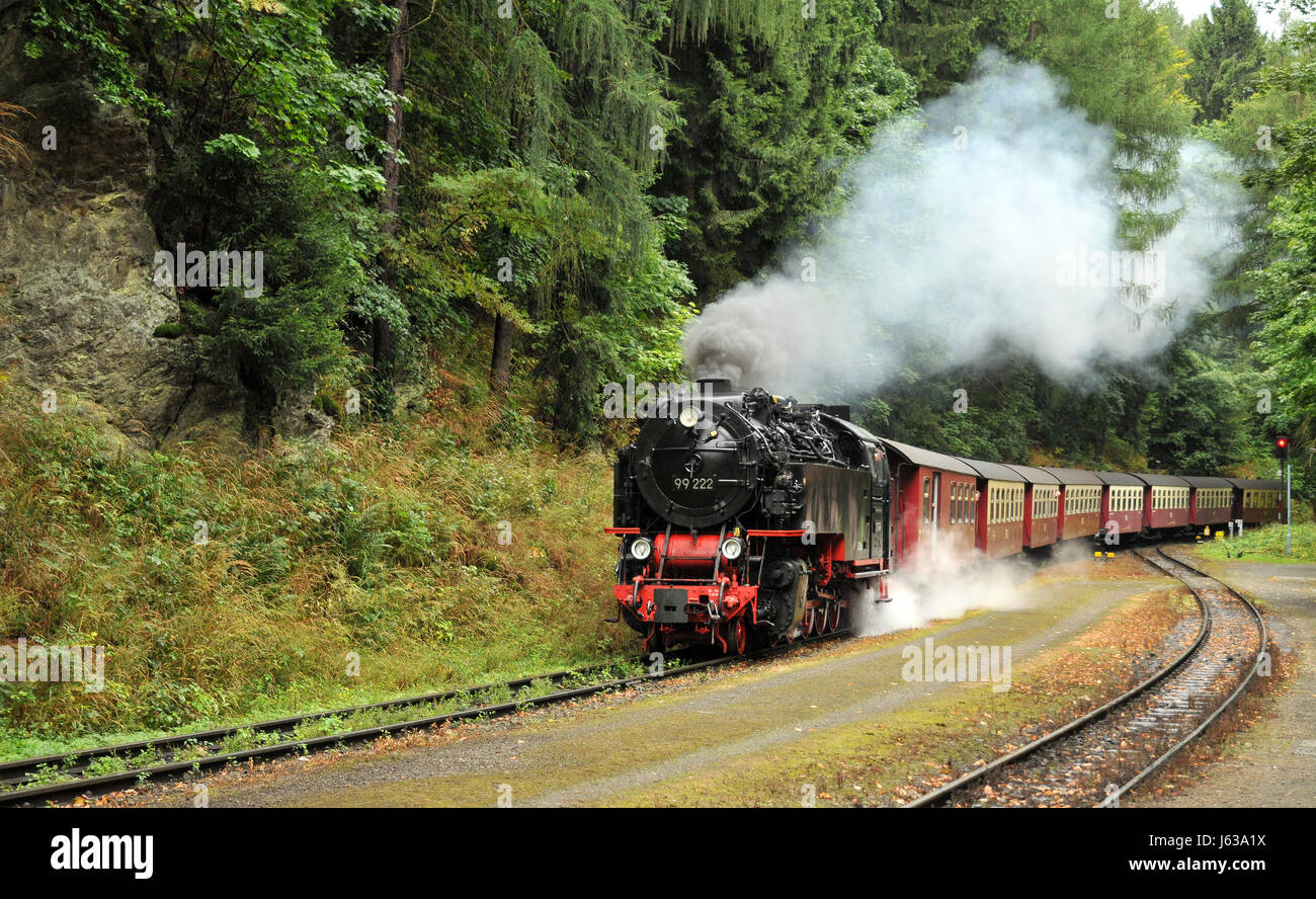 railway locomotive train engine rolling stock vehicle means of travel steam Stock Photo