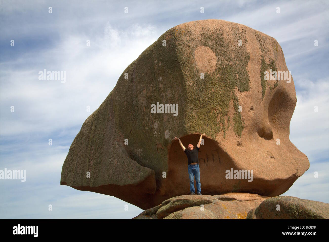 france brittany man pink stone europe rock france brittany granite man pink Stock Photo