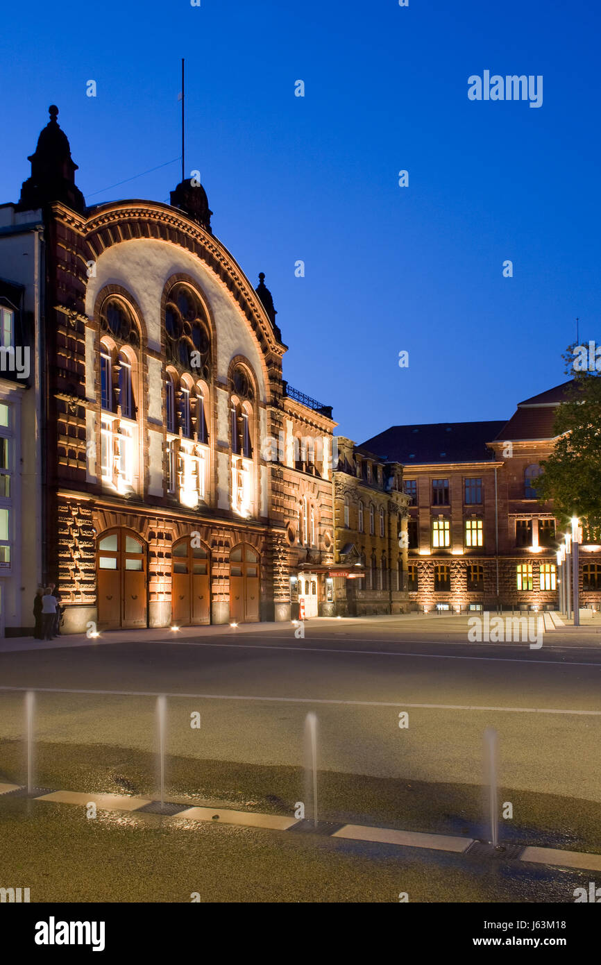 culture act performance anciently fire station national theater blue night Stock Photo