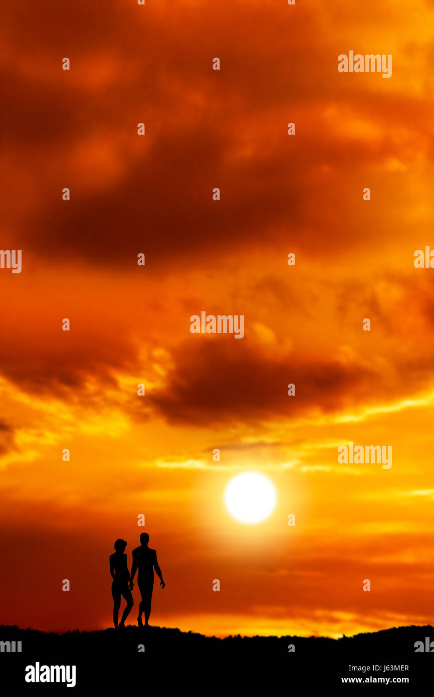 sunset outdoor romance love in love fell in love couple pair woman ...
