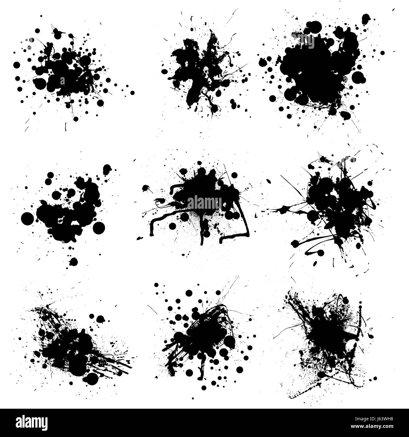 black swarthy jetblack deep black paint abstract set blot color ink