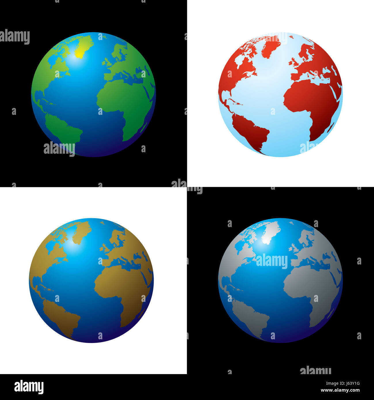 science usa collection globe planet earth world geography map atlas map of the Stock Photo