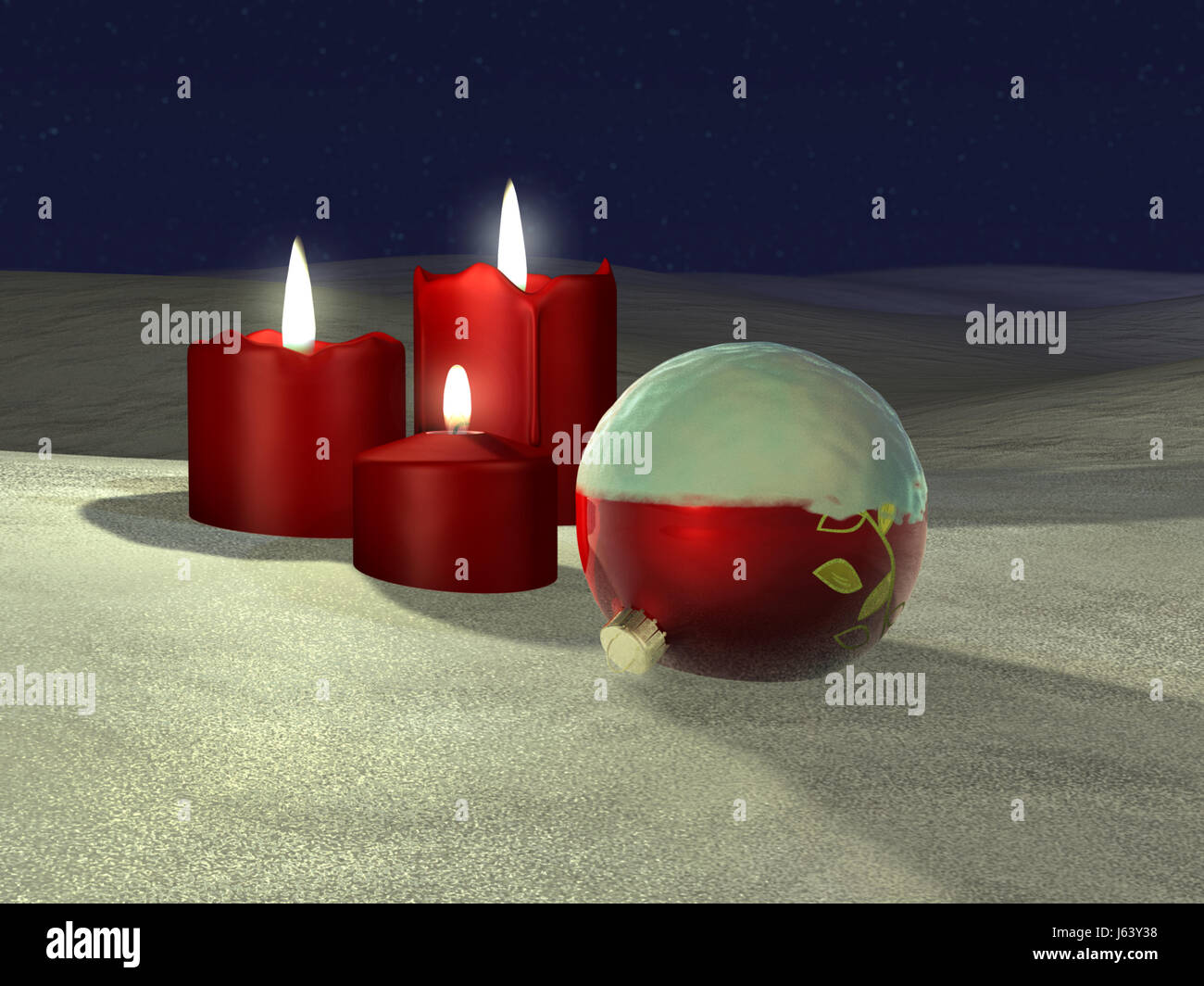 night nighttime radio silence quietness silence candles christmas tree ball Stock Photo