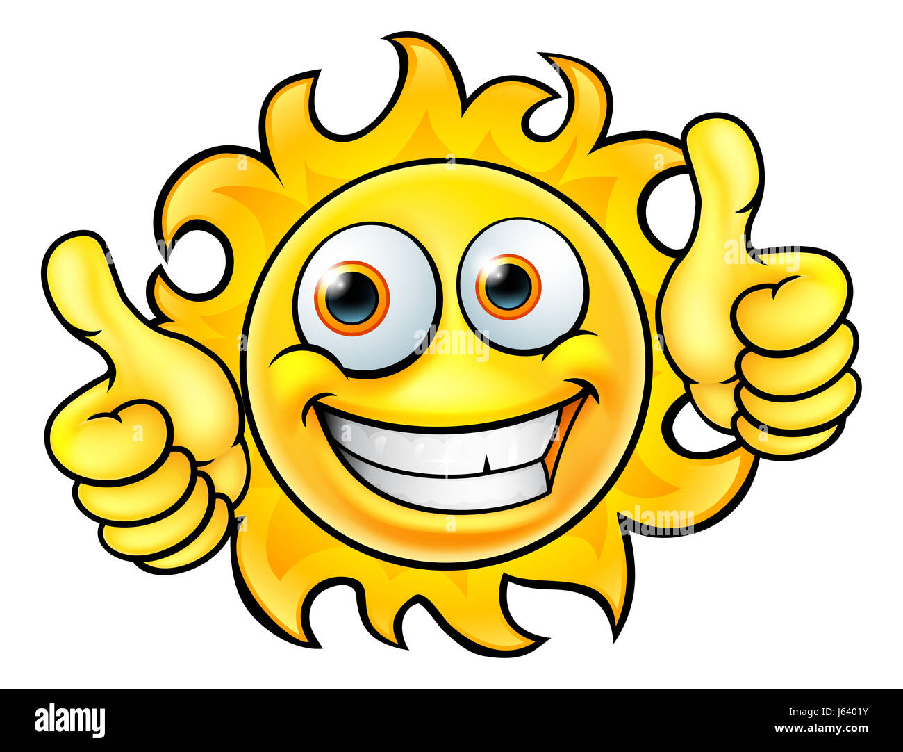 A sun cartoon character mascot smiling and giving a thumbs up Stock Photo